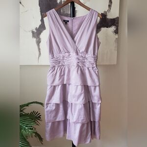 Talbots Lavender Cotton Tiered Ruffled Dress